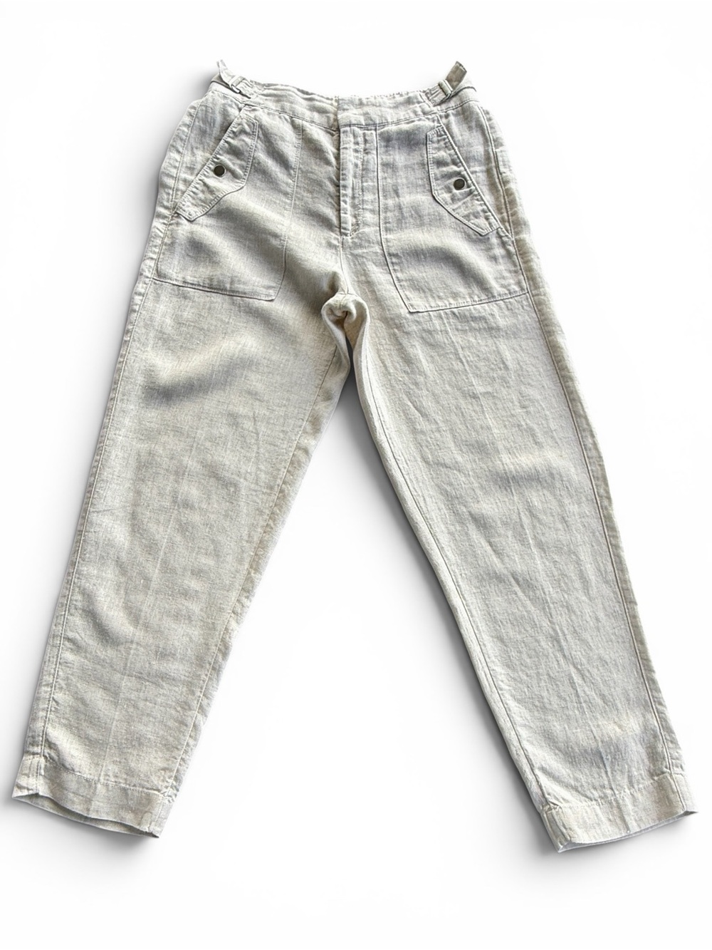 Athleta Voyager Linen Cropped Pants in Natural Beige • 100% Linen • Size 4